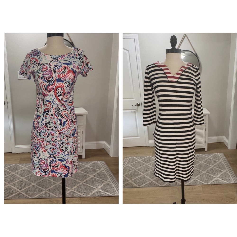 Talbots Dress Lot‎ of 2 Womens Size P Petite Floral Striped #I